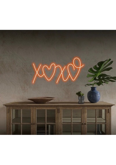 Xoxo Yazılı Ve Şekilli Neon Tabela Turuncu