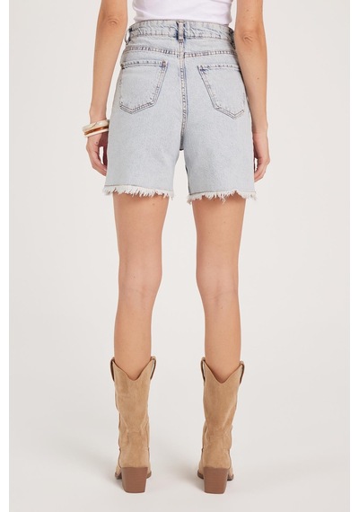 Tudors Kadın Regular Fit Klasik Kesim Pamuklu Açık Mavi Jean Kot Şort-39916 Açık Mavi