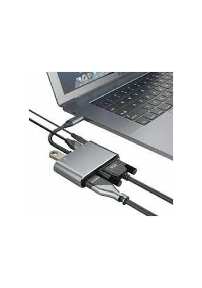 Hc-11 Apple Uyumlu MacBook Type-C To Usb 3.0 1080P 4K Hdmı Vga Pd Aux