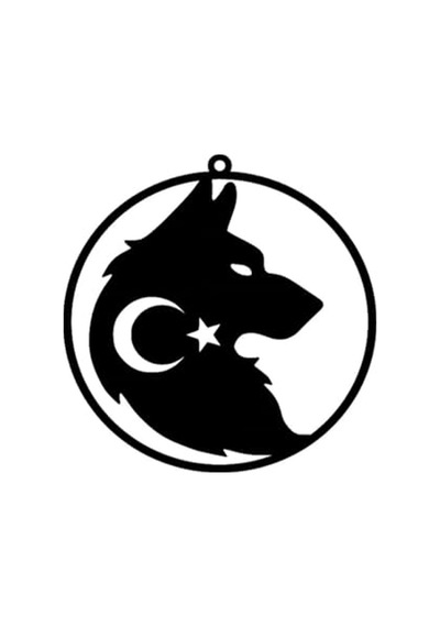 Ayyıldız Kurt Araç Dikiz Ayna Süsü, Türk Bayrağı Temalı, Üniversal Araç Uyumlu Açık Gri
