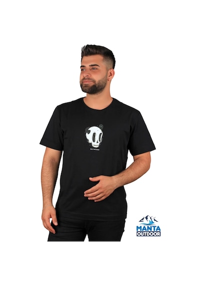 Manta MNT 2307-1 Kuru Kafa Baskılı Erkek T-Shirt-23622 - Siyah