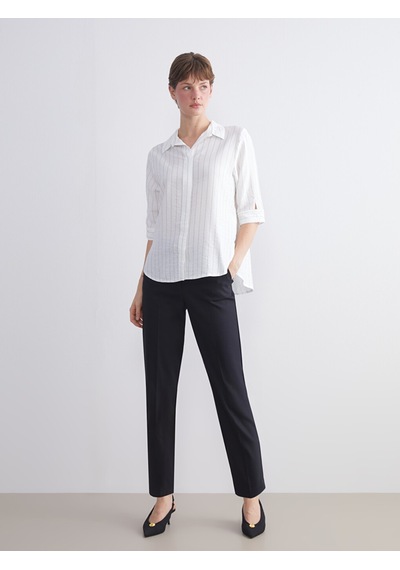 Lcwaıkıkı Classic Beyaz Loose Fit Çizgili Bluz