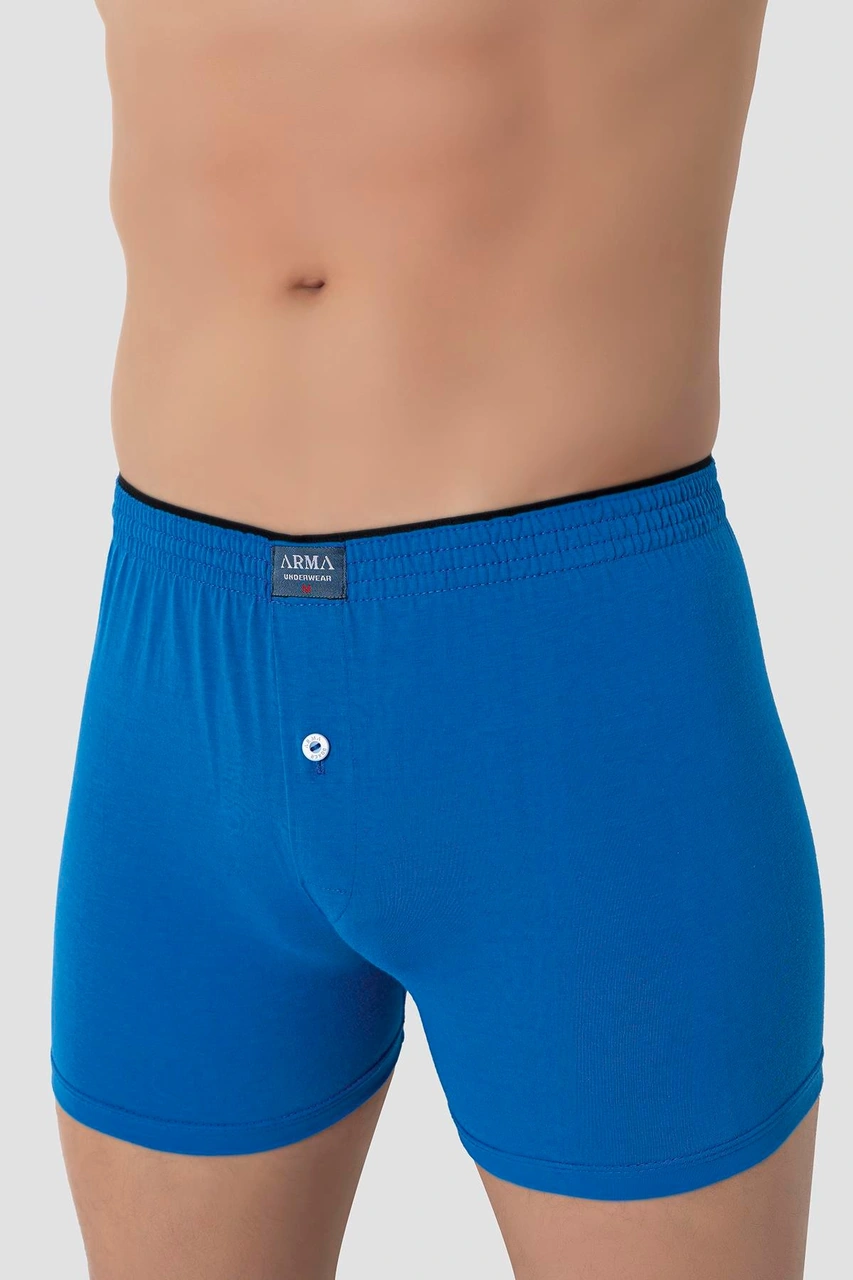 Arma Yıldız 6'lı Paket Mavi Erkek Penye Havlu Bel Boxer %100 Pamuk Mavi