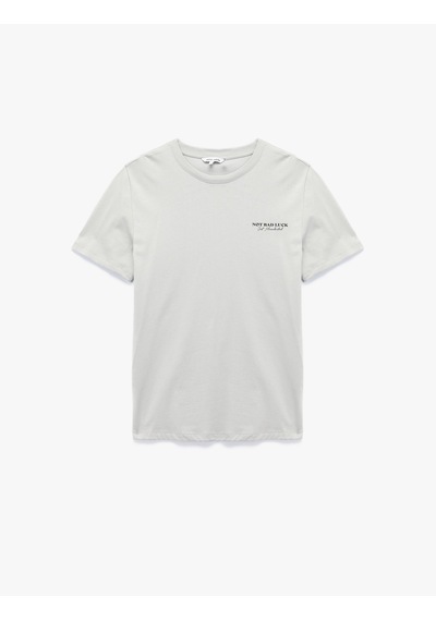 Koton Regular Fit Kısa Kollu Bisiklet Yaka Pamuklu Arkası Baskılı Tişört Gri 5sam10486hk