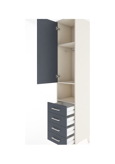 Hyperion Dolap 3 Raflı 4 Çekmeceli Tek Askılı 44x44x221 Aytaşı-antrasit Aytası