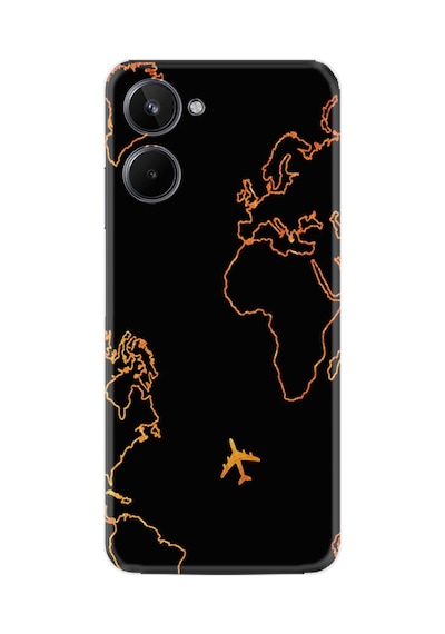 Realme 10 Kılıf Silikon Desen Özel Seri Harita Ve Uçak 1777