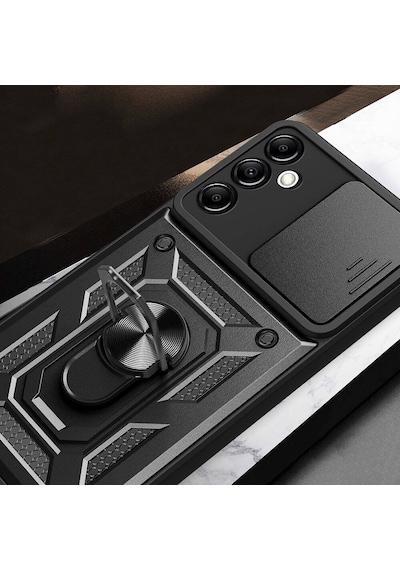 Zore Galaxy Uyumlu A14 Kılıf Magnetik Standlı Kamera Korumalı Sürgülü Vega Kapak - Mavi Mavi