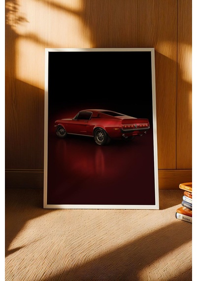 Saturn Ford Mustang Fastback Çerçeveli Tablo Erkek Odası Ve Garaj Dekoru Classic Car Collection