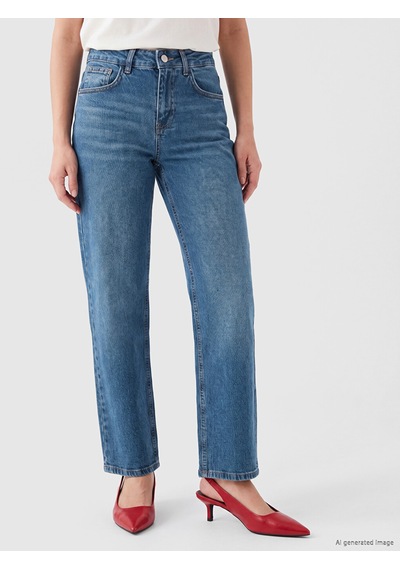 Lcw Jeans İndigo Petite Straight Fit Kadın Jean Pantolon