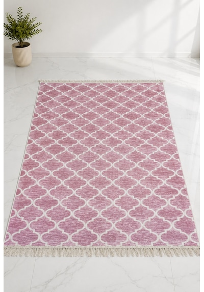 Kilim Paspas Çok Amaçlı Halı Makinede Yıkanabilir Toz Yapmaz Pembe 5