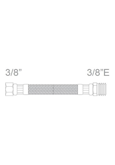3/8"-3/8"e 30 Cm Paslanmaz Çelik Örgülü Flexible Bağlantı Hortumu 8x12 Dn8 -epdm