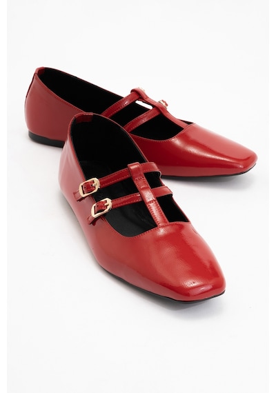 Luvishoes Luvi Shoes Starlıng Kırmızı Rugan Hakiki Deri Kadın Babet Ayakkabı Kırmızı Rugan