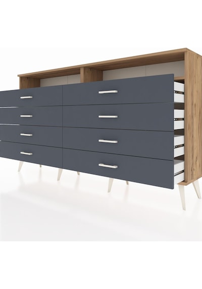 Arges Konsol 2 Raflı 8 Çekmeceli 176x30x99 Çam-çam/antrasit Çam-çam/antrasit Arges Konsol 2 Raflı 8 Çekmeceli 176x30x99 Çam-çam/antrasit Çam-çam/antrasit