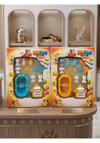 Petshop Dükkanım Banyo Ve Bakım Seti - İnteraktif Köpek Kulübesi Ve 13 Parça Aksesuar