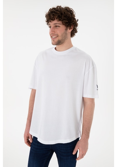 U.S. Polo Assn. Erkek Long Fit Bisiklet Yaka Beyaz Basic Tişört 50305988-VR013