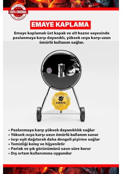 Emaye Kaplama Mangal Kohlen Kömür Aksesuar Hazır Mangal Seti Yak Kullan Siyah Emaye