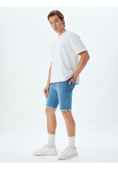 Koton Slim Fit Kot Şort Bermuda Cep Detaylı Pamuklu Açık İndigo 4sam40068ıd Açık İndigo Koton Slim Fit Kot Şort Bermuda Cep Detaylı Pamuklu Açık İndigo 4sam40068ıd Açık İndigo