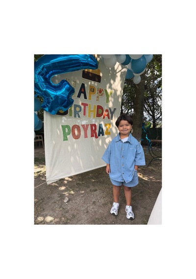 Poala Kids Unisex Kot Şort Takım Mavi
