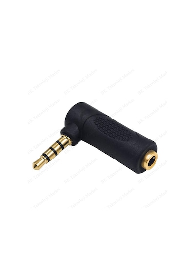 90 Derece Açılı 3.5 MM 4 Kutuplu Erkek-Dişi Ses Uzatma Adaptörü