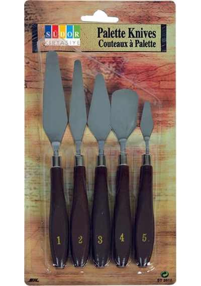 Südor Kırtasiye 5'li Metal Spatula Seti Çelik Spatul Akrilik Boya Yağlı Boya Hobi Çalışması