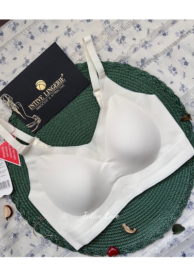 Intive Pureform Balensiz Dikişsiz Kopçasız Dokulu Seamless Bralet Ekru