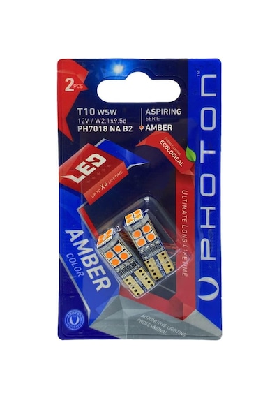 Photon T10 Led Amber Turuncu Ampul, W5w, 12v, 2'li Paket, Turuncu