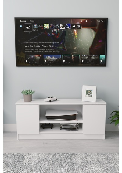Fonksiyonel Tv Ünitesi Modern Tasarımlı Şık Ve Kullanışlı Televizyon Rafı Ve Depolama Alanı Beyaz Beyaz Fonksiyonel Tv Ünitesi Modern Tasarımlı Şık Ve Kullanışlı Televizyon Rafı Ve Depolama Alanı Beyaz Beyaz