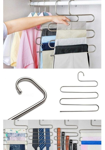 Dalian Home 2'li 5 Katlı Metal Pantalon Eşarp Askısı Dolap İçi Düzenleyici Metal Gümüş Diğer