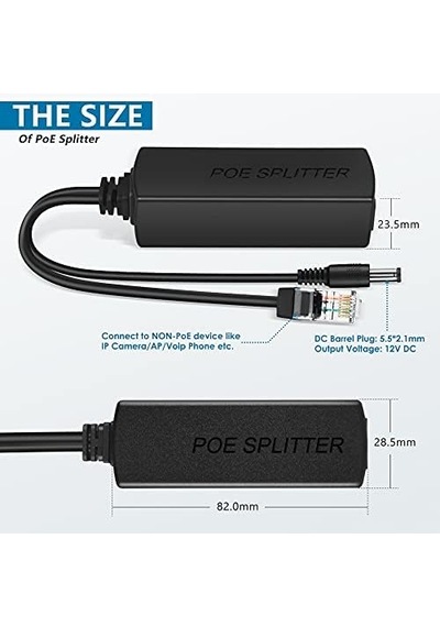 Aktif Poe Dağıtıcı Adaptör, 48 V İla 12 V, Ieee 802.3af Uyumlu, 10/100 Mbps'ye Kadar 100 Mbps'ye Kad