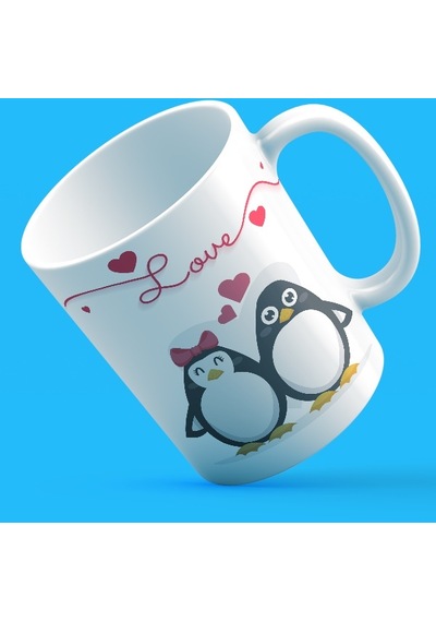 Love Penguenler Tasarım Baskılı Kupa