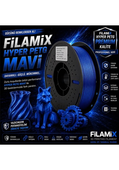 Filamix Hyper Petg Mavi Filament 1.75mm 1000gr Plastik Makara