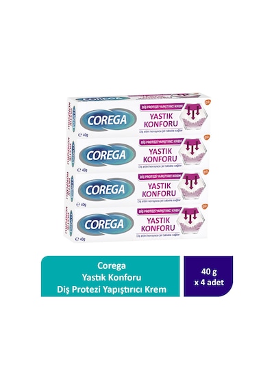 Corega Yastık Konforlu Diş Protezi Yapıştırıcı Krem 4 x 40 G