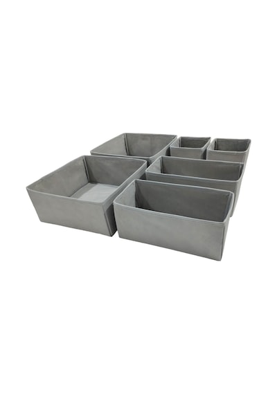 6'lı Gri Çekmece İçi Düzenleyici Organizer Set - Çok Amaçlı Dolap İçi Kutu Seti