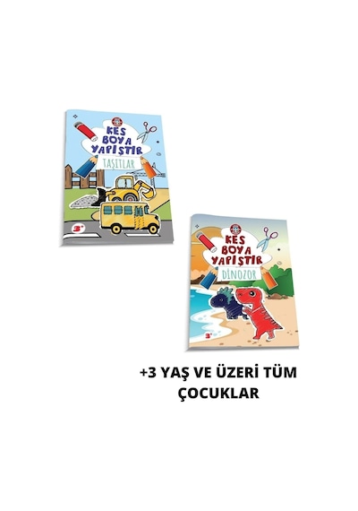 Kes Boya Yapıştır Taşıtlar + Dinozor Kitabı