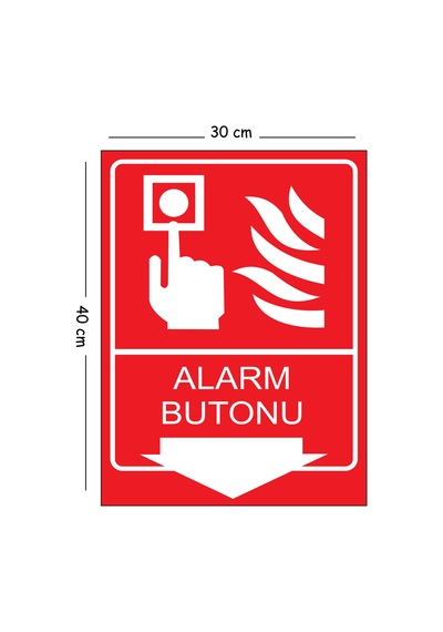 Metal Acil Durum Butonu 30x40 Cm A3 Uyarı İş Güvenliği Levhası