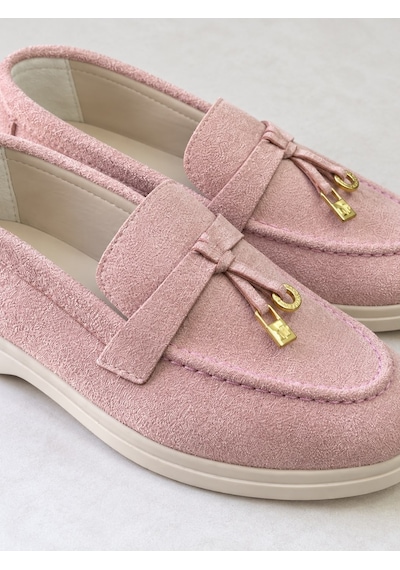 Dabab Shoes Lupy Kadın Pudra Süet Loafer Ayakkabı Gold Aksesuarlı Ortopedik Rahat Taban Casual Babet Dabab Shoes Lupy Kadın Pudra Süet Loafer Ayakkabı Gold Aksesuarlı Ortopedik Rahat Taban Casual Babet