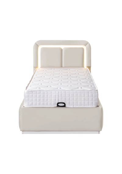Demonte Baza Seti, Nox Ledli Tek Kişilik Baza Başlık Seti - İkili Set, Krem - 100x200 Cm 100 x 200