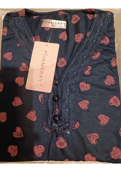 Pijamerry Kadın Bambu Baharlık Dantel Yaka Uzun Kol İnce Pijama Takımı 5209l - 1 Adet Lacivert Pijamerry Kadın Bambu Baharlık Dantel Yaka Uzun Kol İnce Pijama Takımı 5209l - 1 Adet Lacivert