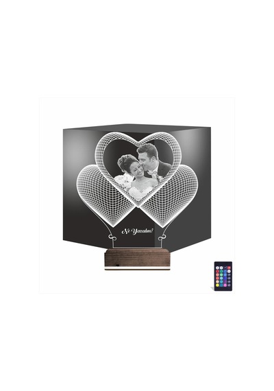 Luvivia Kalp Sevgiliye Hediye Fotoğraflı 3d Lamba - Masa Gece Lambası V4