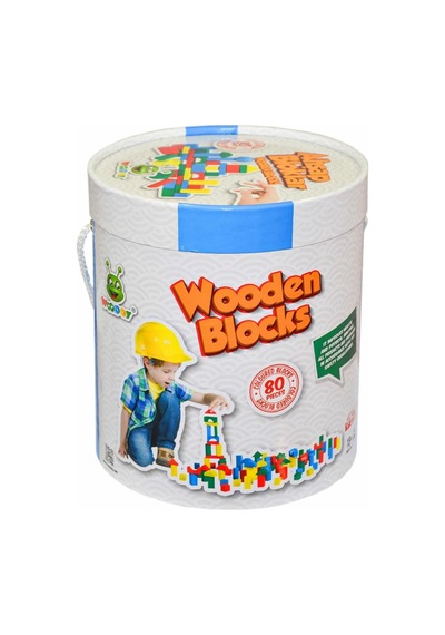 Kr014 Woodoy 80 Parça Büyük Kovalı Bloklar Çok Renkli