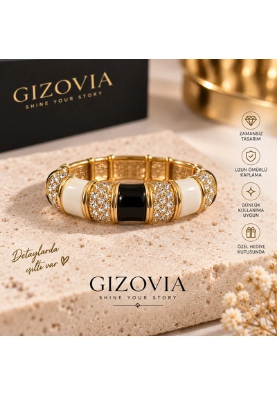 Gizovia Monochrome Işıltı Gold Detaylı Bileklik Çok Renkli