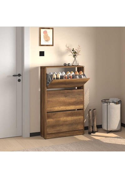 Flat Duo 3 Katlı Geniş Ayakkabılık - Oslo Ceviz 73x119x26 Cm Ceviz
