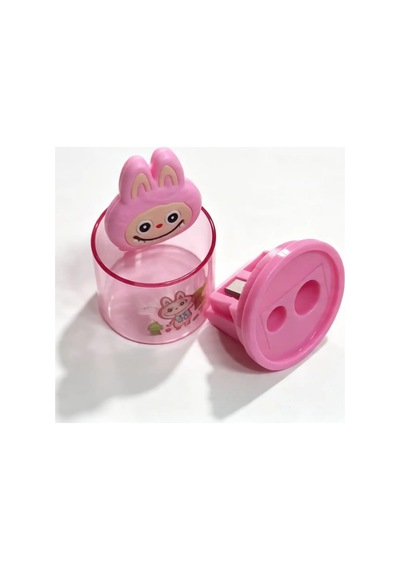 Çift Bıçaklı Labubu Figürlü Çöp Hazneli Kalemtraş 1 Ade - Pembe