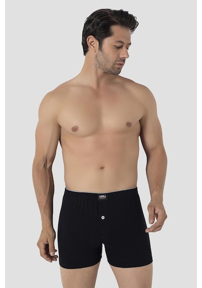 Arma Yıldız 6'lı Paket Erkek Siyah Geniş Kalıp Büyük Beden Boxer Battal Boy İç Giyim %100 Pamuklu Siyah