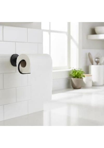 Mat Siyah Kağıt Havluluk Duvara Monte Metal Tuvalet Kağıdı, Kağıt Havlu Askısı 25 Cm, Güçlü Yapışkanlı Duvara Montaj