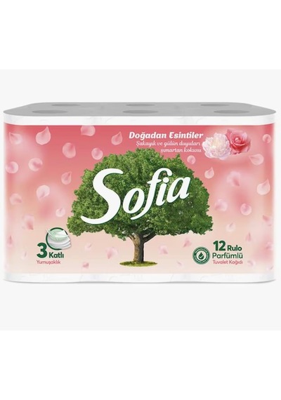 Sofia 3 Katlı 12 Rulo Parfümlü Tuvalet Kağıdı Şakayık Ve Gülün Duyuları Şımartan Kokusu