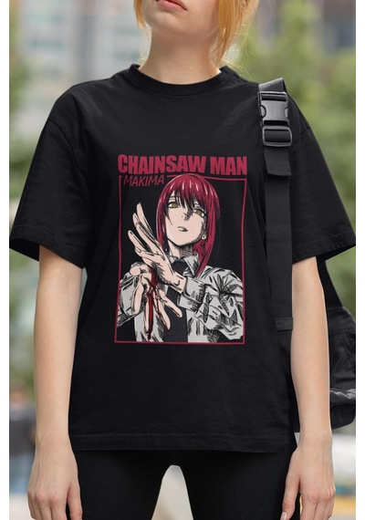 Anime Chainsaw Man Makima Tişört Siyah