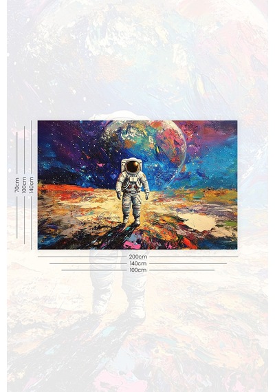 Kozmik Astronot Desenli Duvar Halısı Duvar Örtüsü Tapestry Süet Dokulu Kumaş