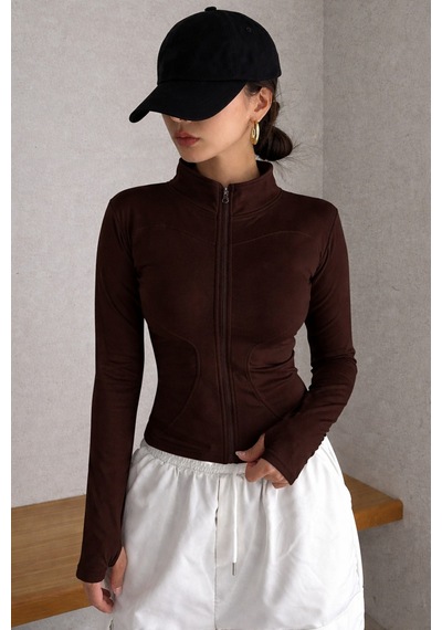 Cool Tarz Kadın Bej Premium İki İplik Fermuarlı Slim Fit Hırka Dik Yaka Lüks Dokulu Modern Basic Üst Kahverengi Kahverengi Cool Tarz Kadın Bej Premium İki İplik Fermuarlı Slim Fit Hırka Dik Yaka Lüks Dokulu Modern Basic Üst Kahverengi Kahverengi