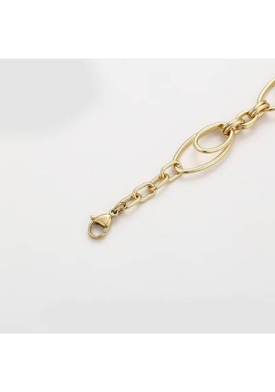 Modern Oval Halka Detaylı 14 Ayar Altın Kaplama Kadın Bileklik Gold